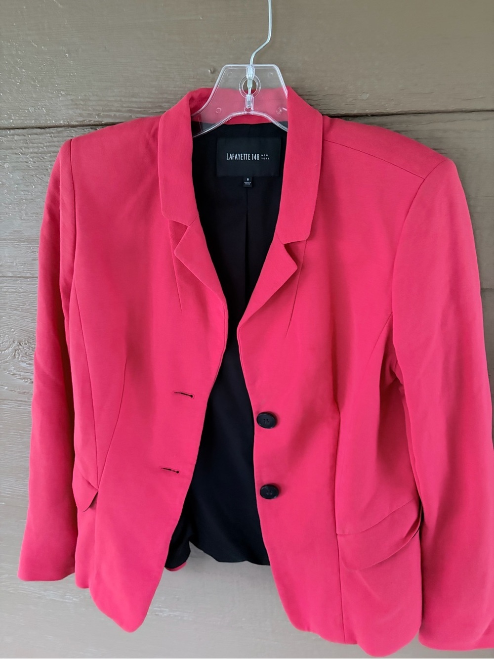 Lafayette 148 New York Deep Red Tailored Blazer w/Black Buttons -Sz 8 - Picture 4 of 6